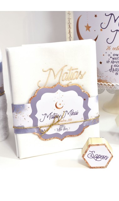 Trusou de botez pentru baieti cu praf de stele auriu, Twinkle Twinkle Little Star  3